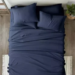 Kirklands Home Bed Sheets|Navy Ultra Soft 6-pc. Queen Sheet Set Blue
