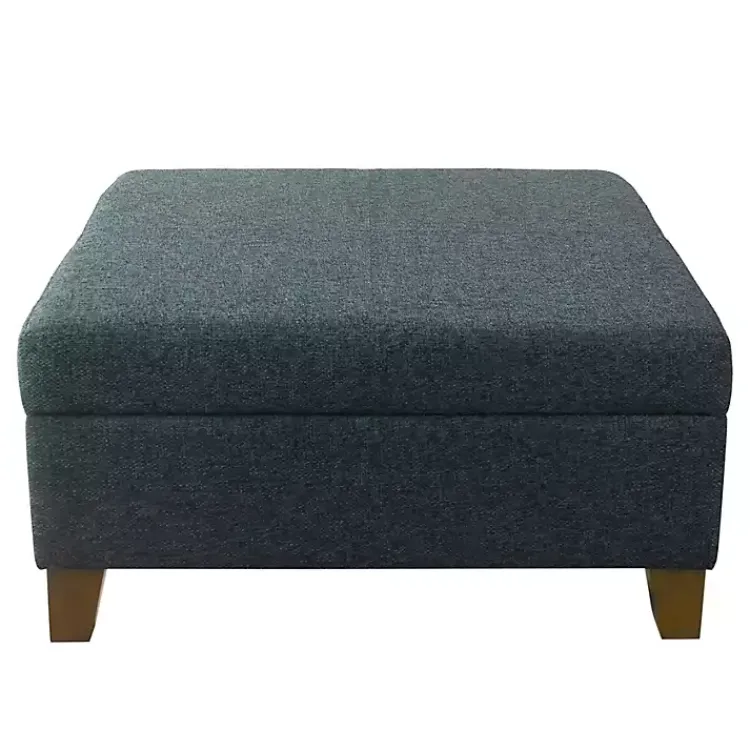 Kirklands Home Benches & Ottomans|Navy Upholstered Square Storage Ottoman Blue