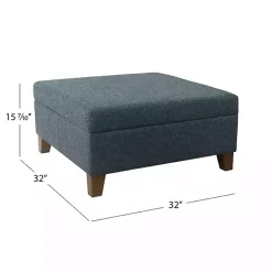 Kirklands Home Benches & Ottomans|Navy Upholstered Square Storage Ottoman Blue