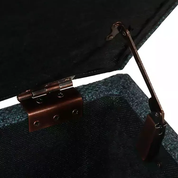 Kirklands Home Benches & Ottomans|Navy Upholstered Square Storage Ottoman Blue