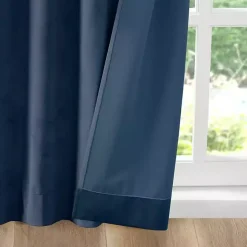 Kirklands Home Curtains & Drapes|Navy Velvet Greta Curtain Panel Set, 84 in. Blue