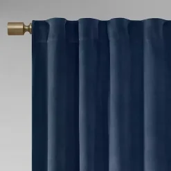 Kirklands Home Curtains & Drapes|Navy Velvet Greta Curtain Panel Set, 95 in. Blue