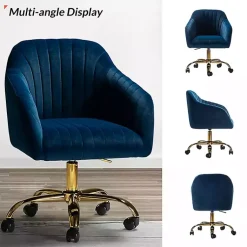 Kirklands Home Office Furniture|Navy Velvet Swivel Jacyln Office Chair Blue