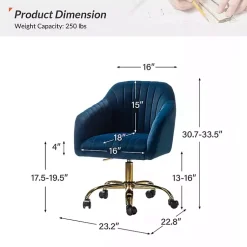 Kirklands Home Office Furniture|Navy Velvet Swivel Jacyln Office Chair Blue