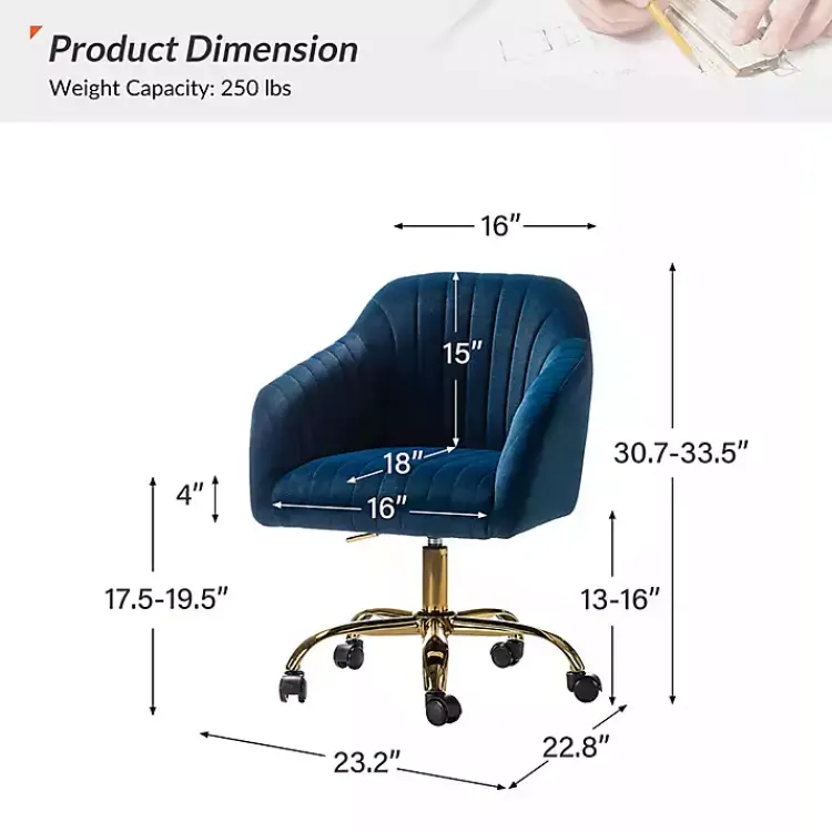 Kirklands Home Office Furniture|Navy Velvet Swivel Jacyln Office Chair Blue