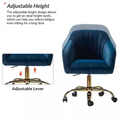 Kirklands Home Office Furniture|Navy Velvet Swivel Jacyln Office Chair Blue