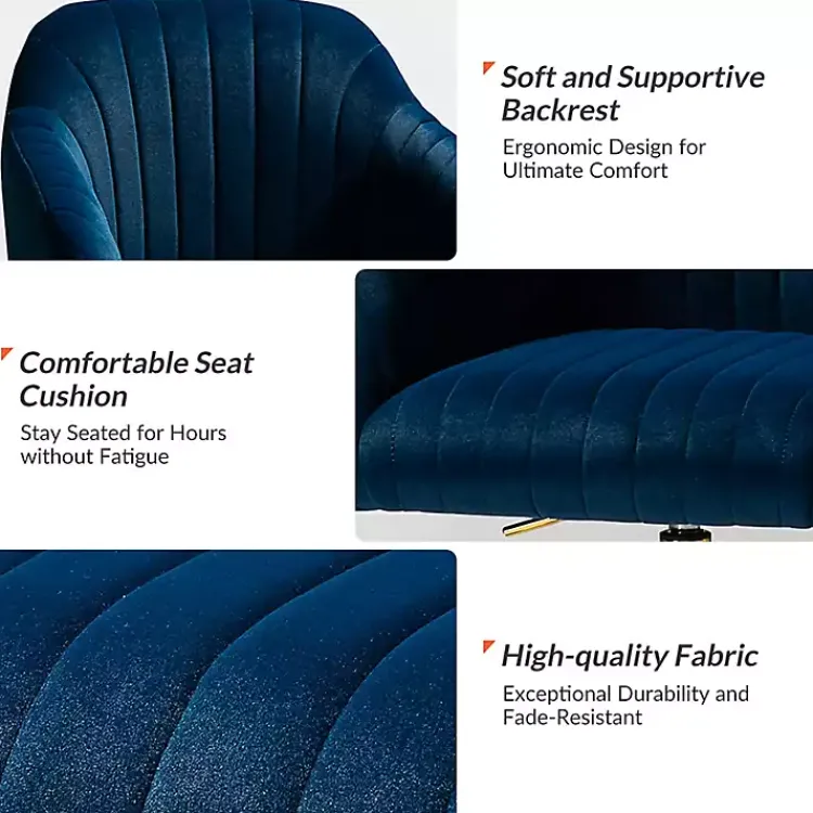 Kirklands Home Office Furniture|Navy Velvet Swivel Jacyln Office Chair Blue
