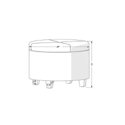 Kirklands Home Benches & Ottomans|Navy Velvet Upholstered Round Storage Ottoman Blue