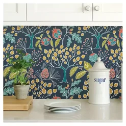Kirklands Home Wall Murals & Wallpaper|Navy Vintage Flora Peel & Stick Wallpaper