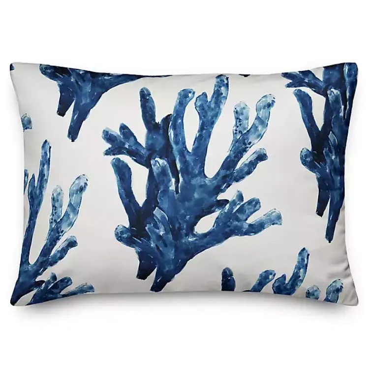 Hot Navy Watercolor Coral Pillow Pillows