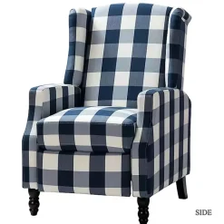 Kirklands Home Accent Chairs|Navy Windowpane Plaid Recliner