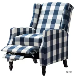 Kirklands Home Accent Chairs|Navy Windowpane Plaid Recliner