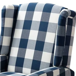 Kirklands Home Accent Chairs|Navy Windowpane Plaid Recliner
