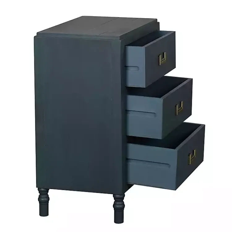 Kirklands Home Nightstands|Navy Wood 3-Drawer Layla Nightstand Blue