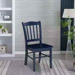 Kirklands Home Dining Chairs|Navy Wood Shaker Dining Chairs, Set of 2 Blue