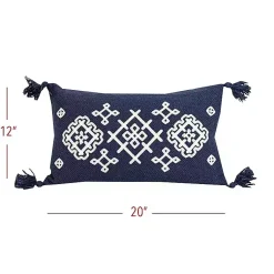 Clearance Navy Woven Geo Diamond Indoor/Outdoor Pillow Pillows