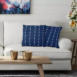 Online Navy Woven Lines Pillow Pillows