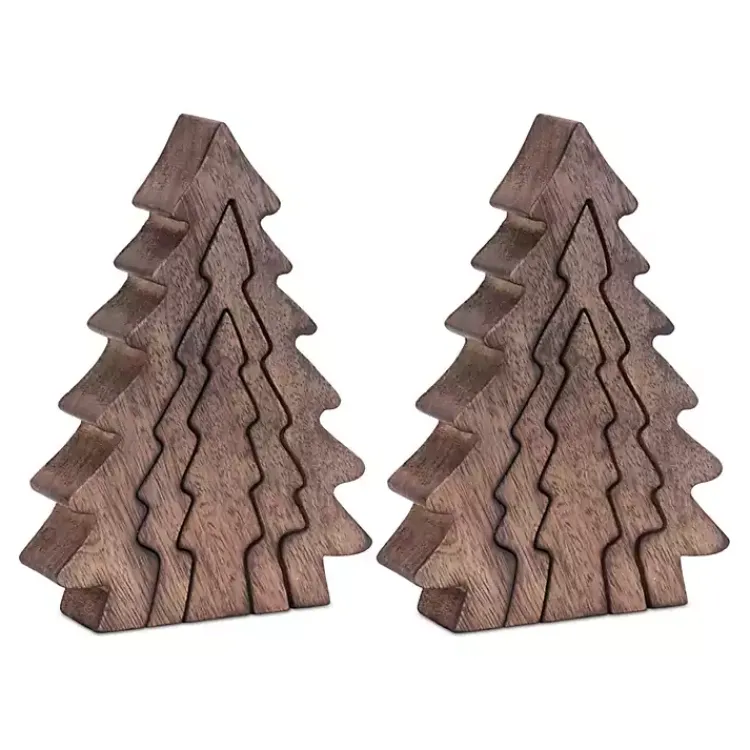 Outlet Nesting Pine Tree Figurines, Set of 3 Christmas Decorations