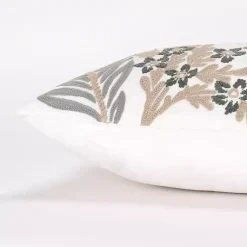 Best Neutral Blooms Hand Embroidered Lumbar Pillow Pillows