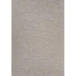 Kirklands Home Outdoor Rugs|Neutral Bordered Lattice Outdoor Area Rug, 5x7 Gray