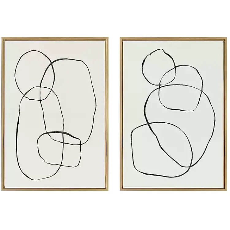 Kirklands Home Canvas Art|Neutral Circles Framed Canvas Art Prints, Set of 2