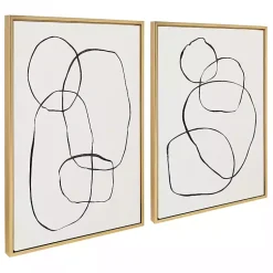 Kirklands Home Canvas Art|Neutral Circles Framed Canvas Art Prints, Set of 2