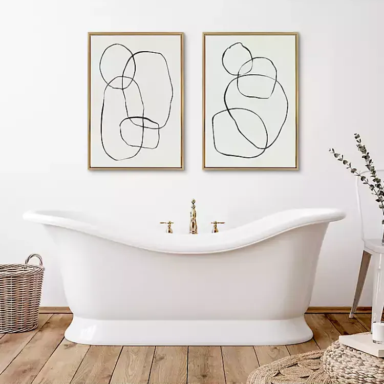 Kirklands Home Canvas Art|Neutral Circles Framed Canvas Art Prints, Set of 2