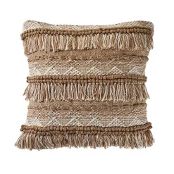 Online Neutral Embroidered Fringe Accent Pillow Pillows