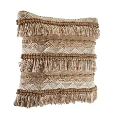 Online Neutral Embroidered Fringe Accent Pillow Pillows