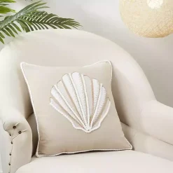 Hot Neutral Embroidered Shell Throw Pillow Pillows