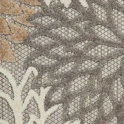 Kirklands Home Outdoor Rugs|Neutral Floral Burst Outdoor Round Area Rug, 7 ft.