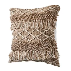 Clearance Neutral Geometric Fringe Accent Pillow Pillows