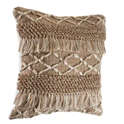 Clearance Neutral Geometric Fringe Accent Pillow Pillows