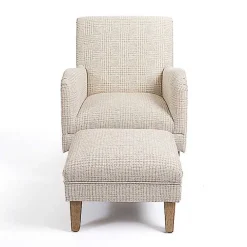 Kirklands Home Accent Chairs|Neutral Houndstooth 2-pc. Chair and Ottoman Set Tan