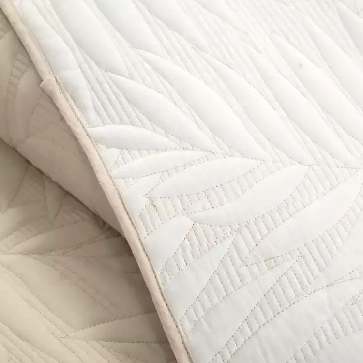 Kirklands Home Quilts|Neutral Leaf Reversible 3-pc. Full/Queen Quilt Set