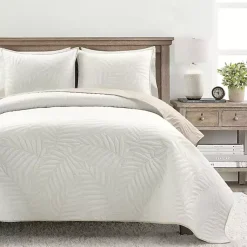 Kirklands Home Quilts|Neutral Leaf Reversible 3-pc. Cali King Quilt Set