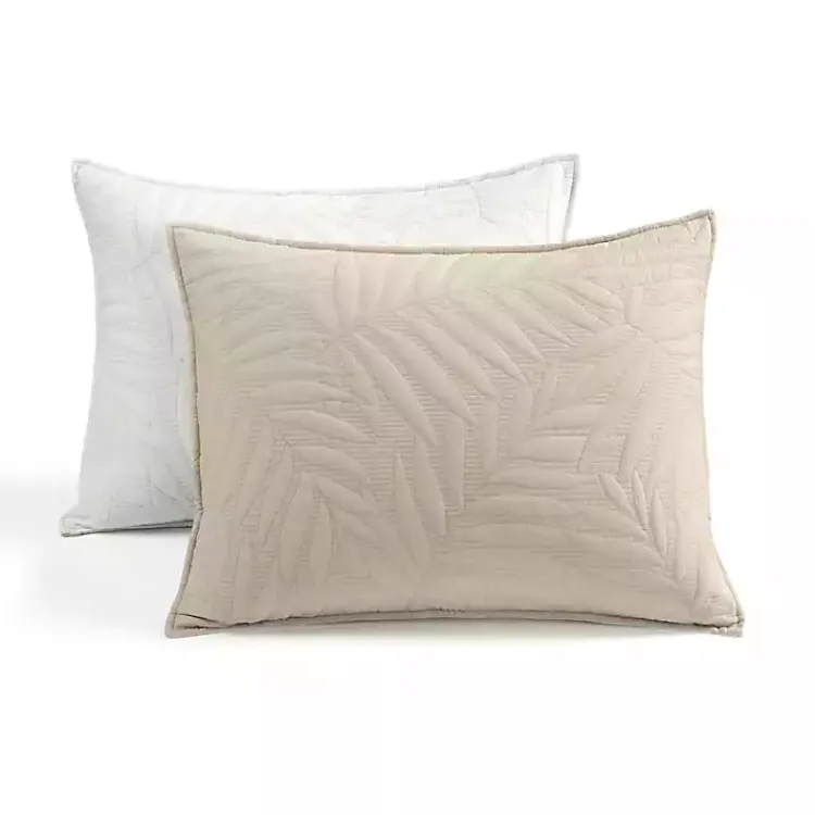 Kirklands Home Quilts|Neutral Leaf Reversible 3-pc. Cali King Quilt Set