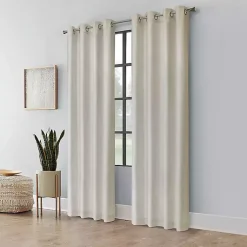 Kirklands Home Curtains & Drapes|Neutral Light Filtering Curtain Panel, 63 in. Ivory