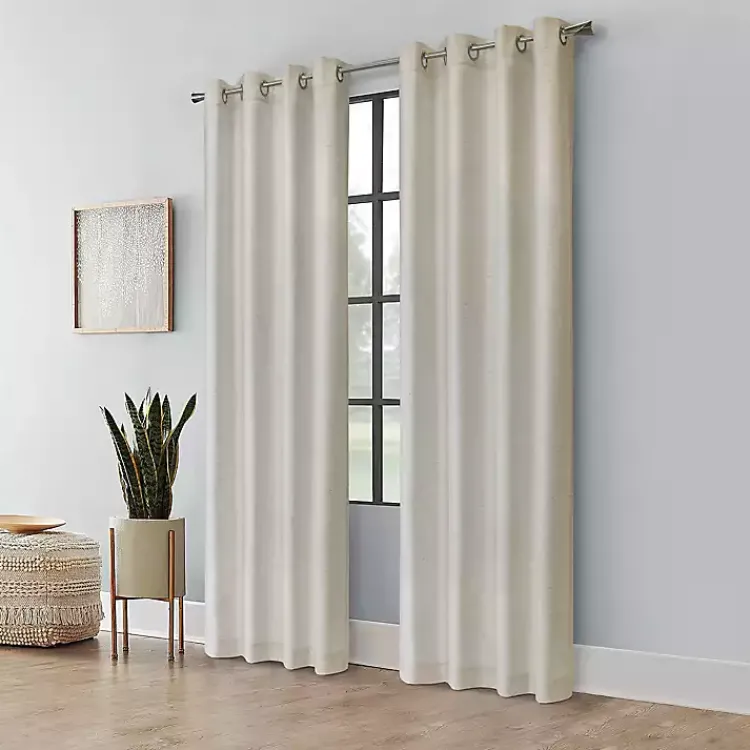Kirklands Home Curtains & Drapes|Neutral Light Filtering Curtain Panel, 63 in. Ivory