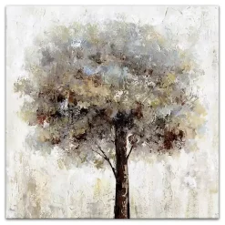 Kirklands Home Canvas Art|Neutral Painted Tree Square Canvas Art Print Tan