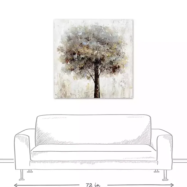 Kirklands Home Canvas Art|Neutral Painted Tree Square Canvas Art Print Tan