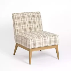 Kirklands Home Accent Chairs|Neutral Plaid Slipper Accent Chair