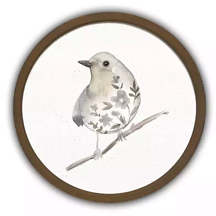 Kirklands Home Framed Art|Neutral Sage Bird II Round Framed Art Print