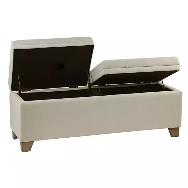 Kirklands Home Benches & Ottomans|Neutral Split Seat Jackson Storage Bench Ivory