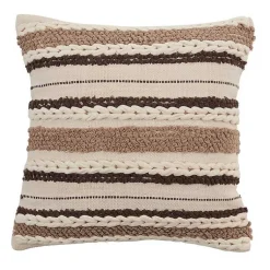Hot Neutral Striped Woven Square Throw Pillow Pillows
