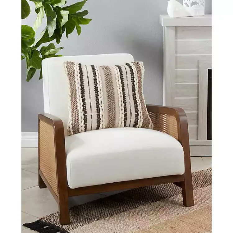 Hot Neutral Striped Woven Square Throw Pillow Pillows