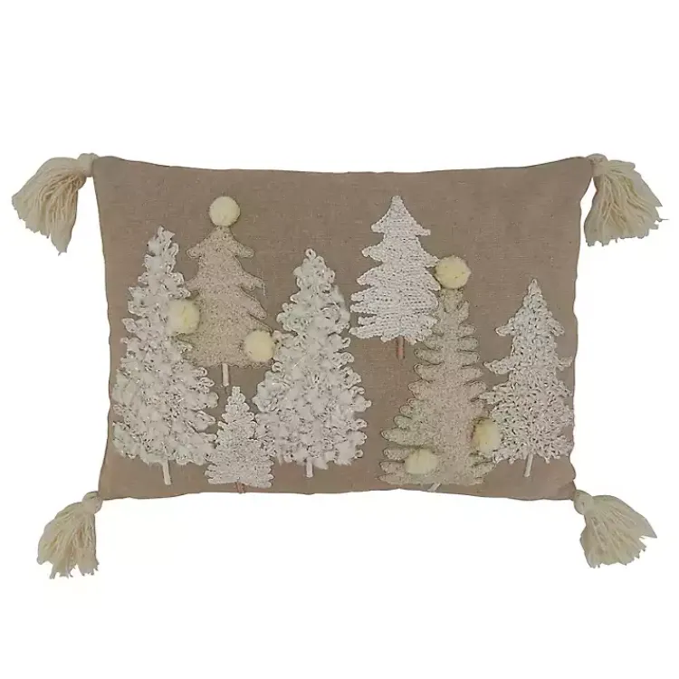 Clearance Neutral Tree Village Down Lumbar Pillow Christmas Pillows