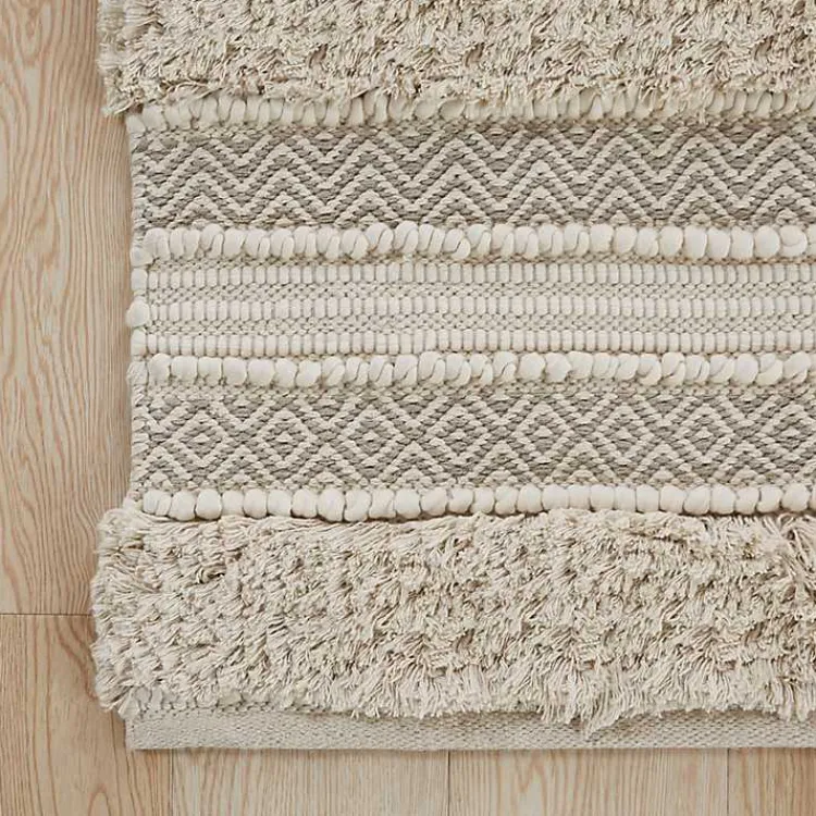 Kirklands Home Bathroom Rugs|Neutral Tufted Stripes Woven Bath Mat Brown