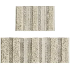 Kirklands Home Bathroom Rugs|Neutral Tufted Stripes Woven Bath Mat Brown