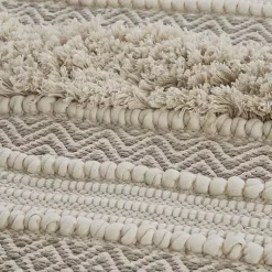 Kirklands Home Bathroom Rugs|Neutral Tufted Stripes Woven Bath Runner Brown